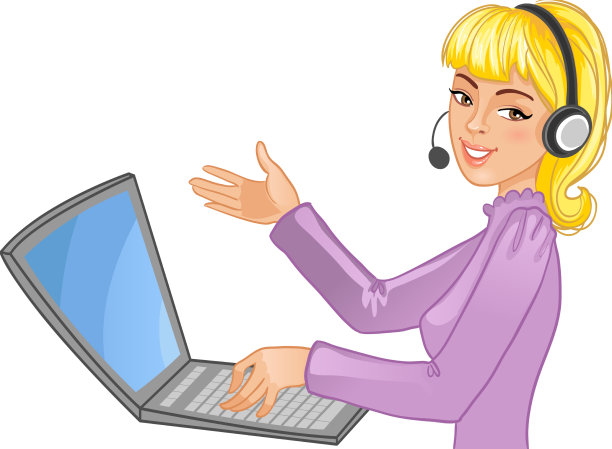 年轻女孩当接线员图片下载