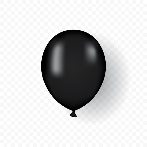 透明背景上的氦气黑色气球图片下载
