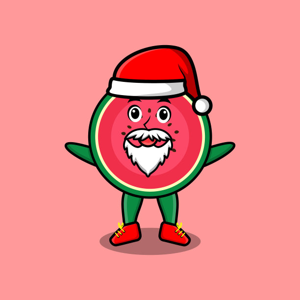 可爱的卡通人物西瓜圣诞老人图片下载