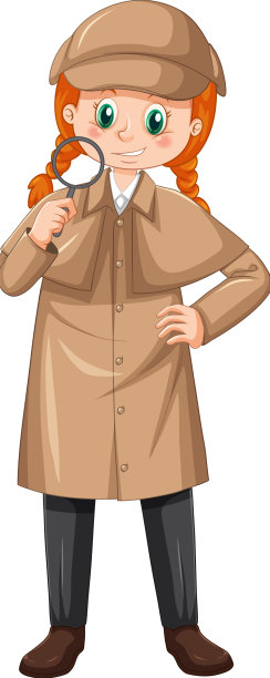 女侦探，穿着棕色大衣，戴着帽子图片下载