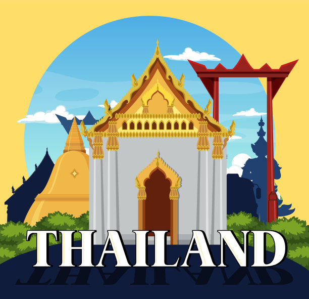 旅游泰国景点和景观图标图片下载