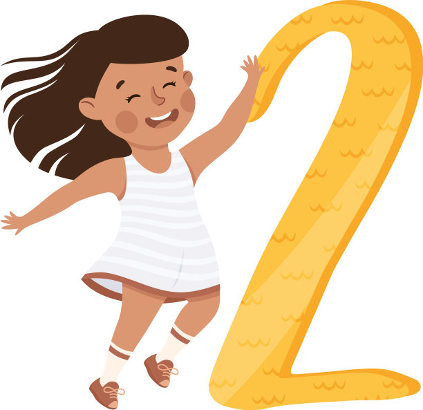 有着巨大数字2或数字的小女孩图片下载