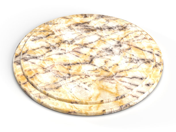放披萨的石头盘子。3D渲染圆形大理石托盘。图片下载