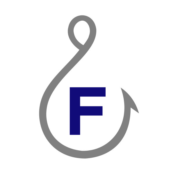 钓鱼标志上的字母f标志钓鱼钩标志图片下载