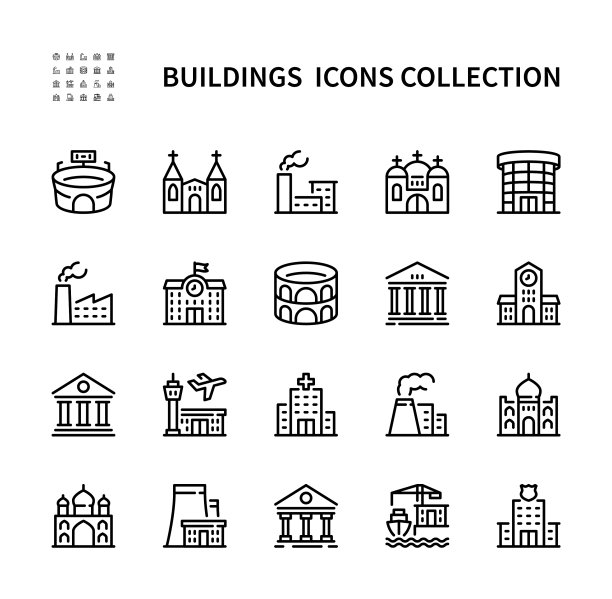 建筑物线条图标孤立图标图片下载