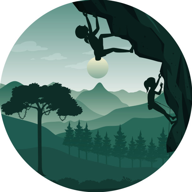 女孩攀岩的剪影场景图片下载