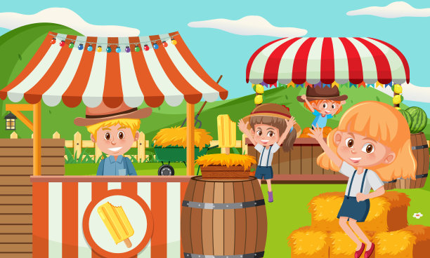 市场摊位概念与冰淇淋店摊位图片下载