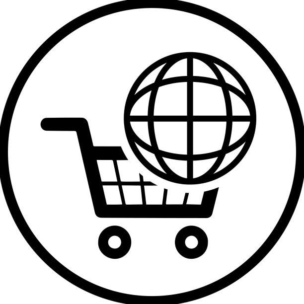 电商全球购物黑色图标图片下载