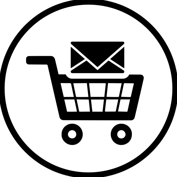 黑色电子邮件购物图标图片下载