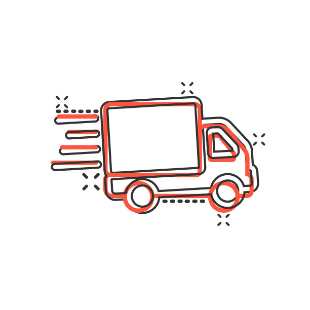 运输快速图标在漫画风格的送货卡车图片下载