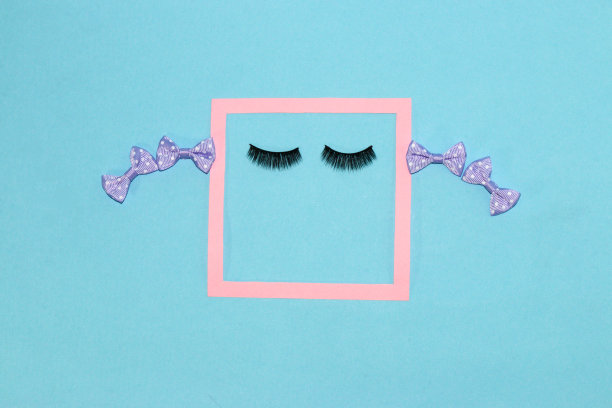 女士镜框，镜框配睫毛和蝴蝶结发型，创意艺术设计图片下载