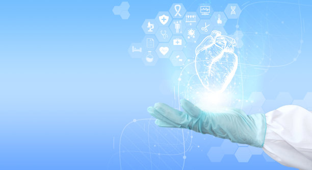 诊断心脏病和心血管系统疾病的医疗技术和保健治疗。心脏全息图的同时审查测试结果的虚拟界面和数据处理。图片下载