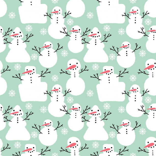 冬季印花与雪人和雪花图片下载