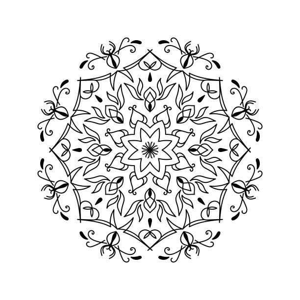 曼达拉剪影打印成人涂色书。装饰性圆形花卉装饰。东方矢量插图。图片下载