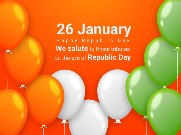 印度共和国日旗帜设计快乐图片下载