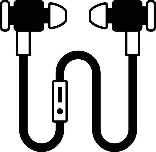 活塞形状耳机矢量图标设计，可穿戴技术符号，个人物联网标志，技术服装股票插图，双手免费认证的虚拟助理概念图片下载