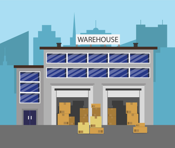 仓库建筑是城市的背景。图片下载