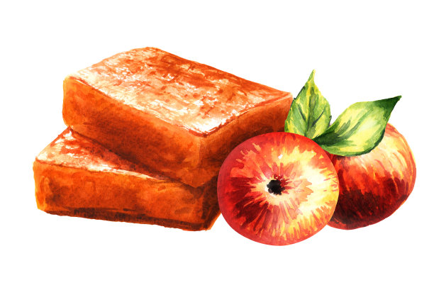 自制苹果果酱，果酱，果冻。手绘水彩插图孤立在白色背景图片下载