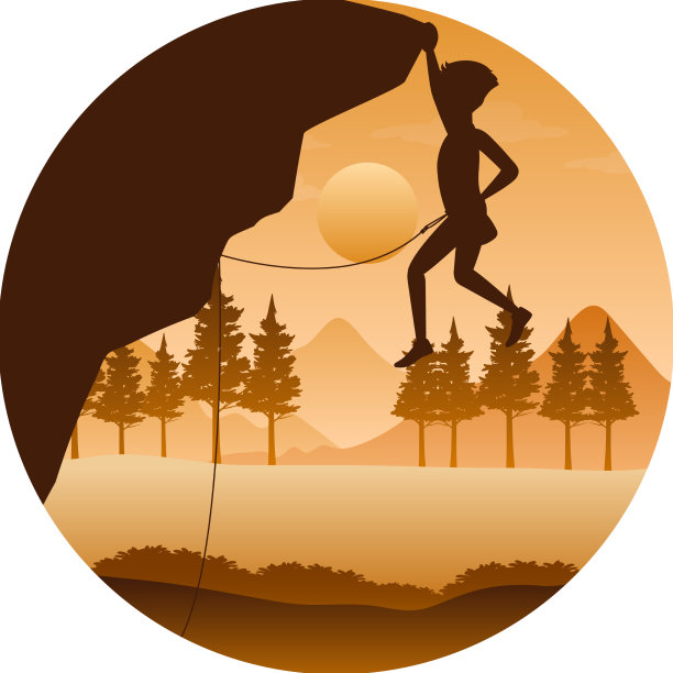 平面剪影攀岩在自然背景图片下载