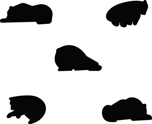 睡觉的熊剪影图标设置图片下载