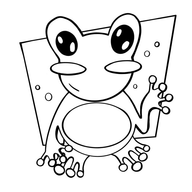 等高线插画卡宝宝卡通风格，为孩子动物可爱有趣的小青蛙特写图片下载