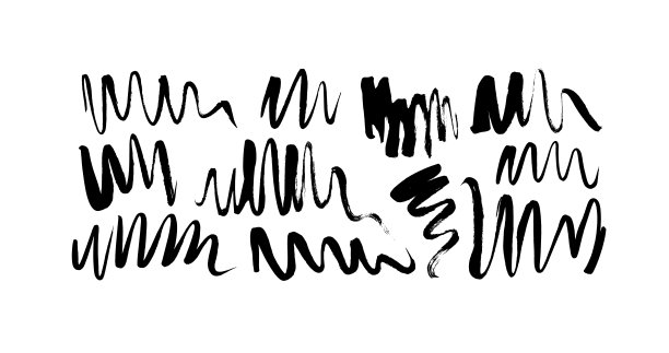 黑色的漩涡线条和波浪笔触。图片下载