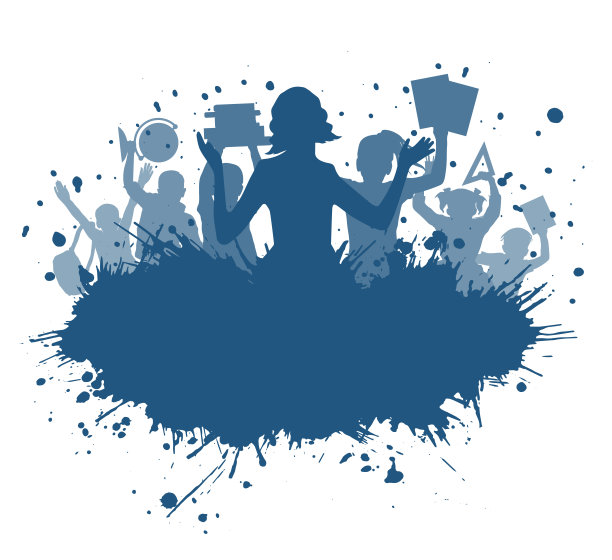 回到学校。老师和孩子们的剪影和学校用品，还有复印空间。矢量图图片下载