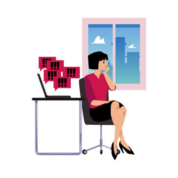 女性在职场拖延工作任务和拖延，扁平化向量孤立。图片下载