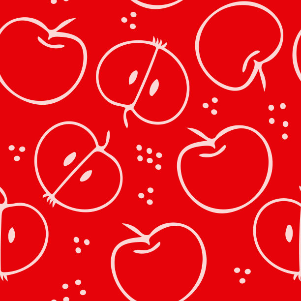 苹果无缝图案手绘涂鸦。水果的简单线条风格图片下载