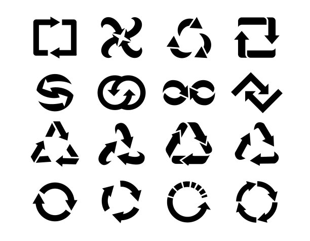 回收黑色图标剪影形状图片下载
