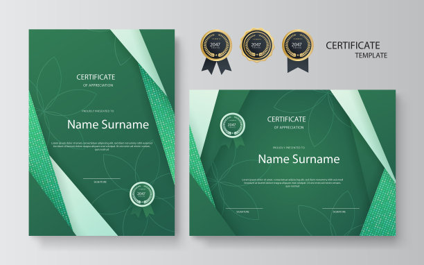 极简主义几何绿色证书设计图片下载