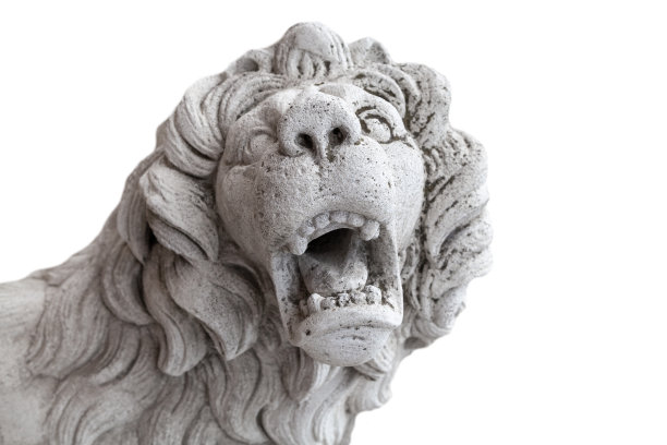 大理石狮头孤立在白色背景图片下载