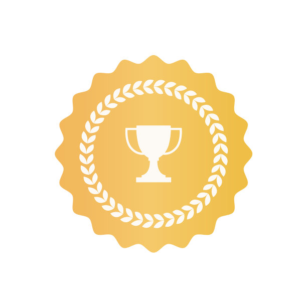 圆形金质证书符号与奖杯杯图片下载