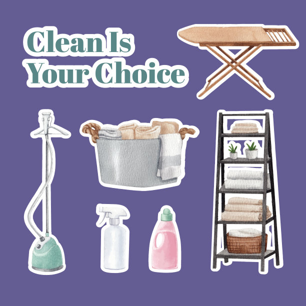 贴纸模板与洗衣日图片下载