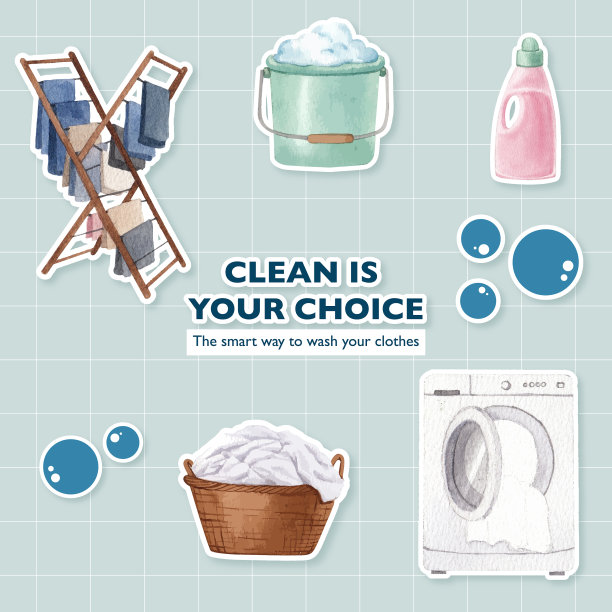 贴纸模板与洗衣日图片下载