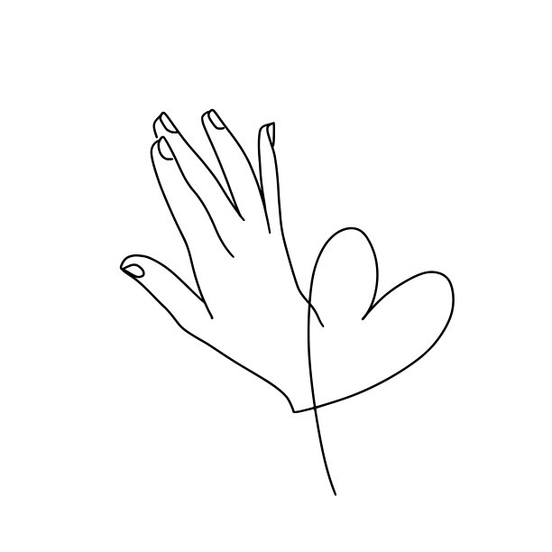 一个女人的手连续线条的剪影图片下载