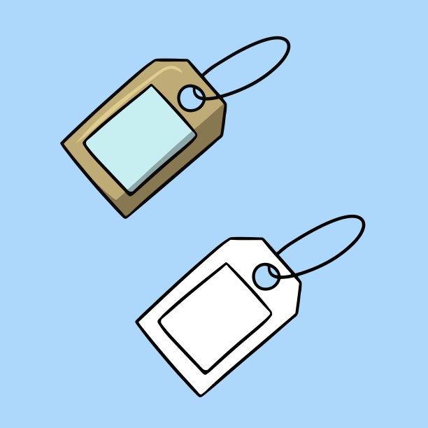 一组图片，手提箱上的标签，旅行袋，一个用于复制的空间，一个矢量插图图片下载