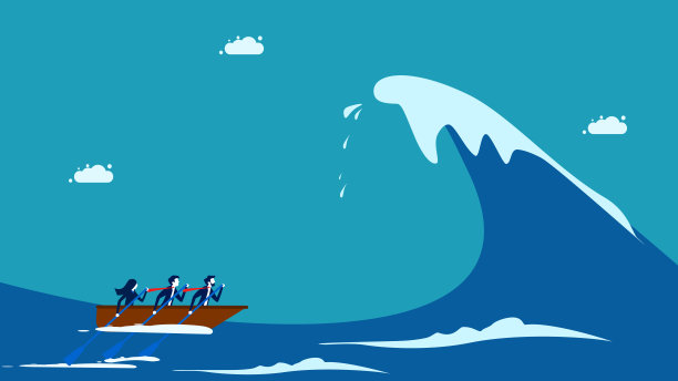 克服危机。商业领袖能战胜海浪。向量图片下载