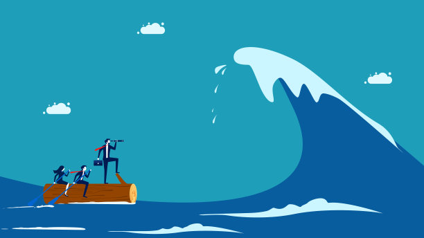 克服危机。商业领袖能战胜海浪。向量图片下载