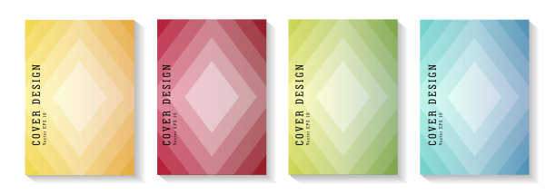 一套传单与rohombus覆盖背景在不同的颜色，小册子或杂志封面海报图片下载