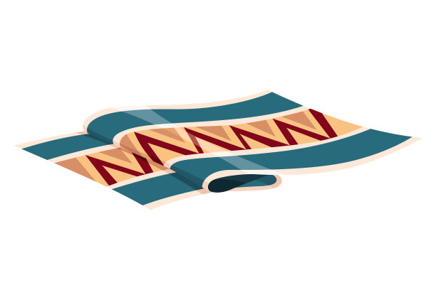 地毯。用于室内装饰的地板覆盖物，垫子或地毯。卡通家居舒适装饰。室内设计元素。白色的条纹地毯图片下载