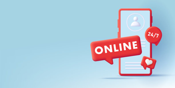 矢量3d插图的智能手机与文本和喜欢的弹出通知，和用户资料应用程序或网页的蓝色背景图片下载