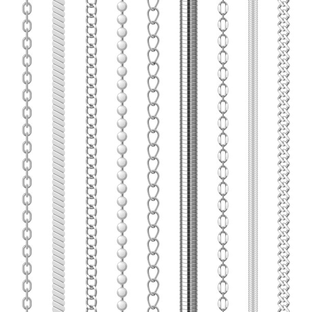 收藏逼真的银链和项链图片下载