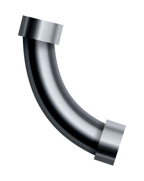 金属管道。工业管道连接。三维光滑不锈钢管，水或气体。工程管道系统的组成部分图片下载