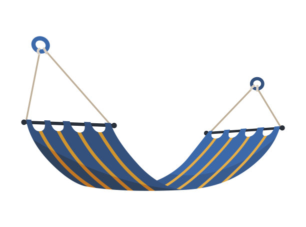吊床丰富多彩。夏季娱乐，放松，睡觉或休息配件。吊布绳摆动。现代装饰放松图片下载