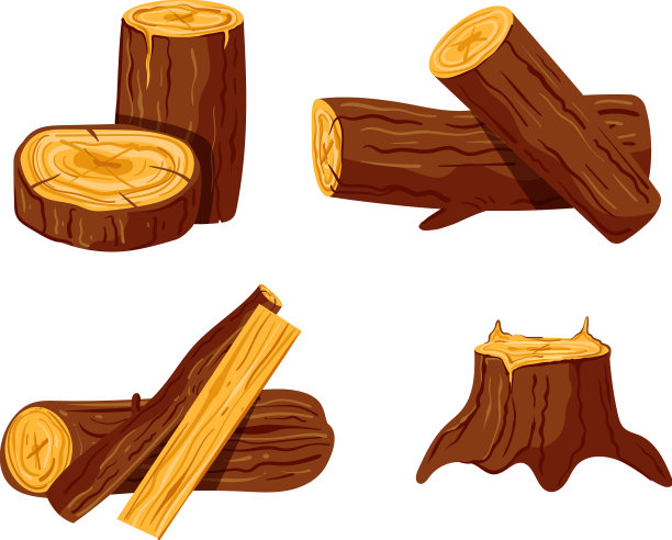 砍下未加工的松树树干和木板图片下载