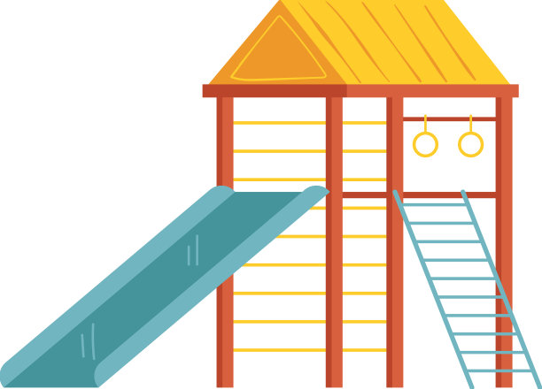 游乐场滑梯孤立的平面设计元素图片下载