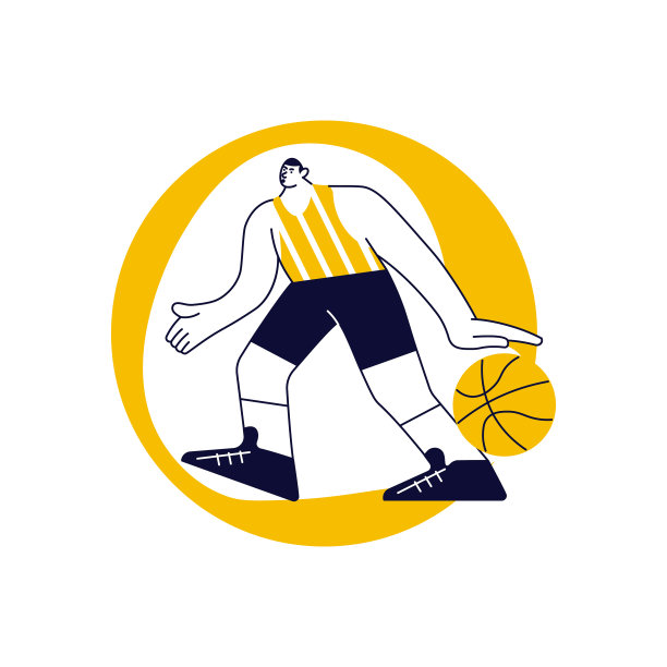 圆形黄色模板与篮球运动员图片下载