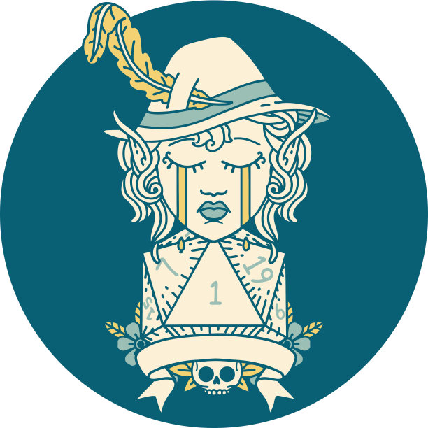 哭泣的精灵吟游诗人角色与自然的一个D20卷插图图片下载