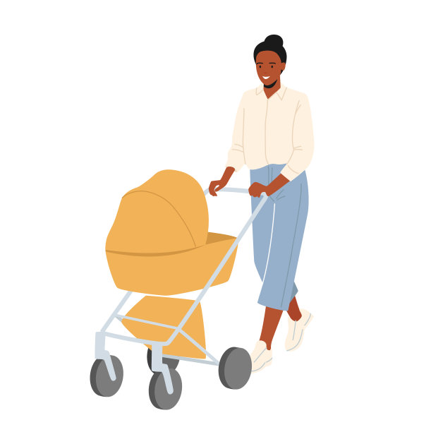 育儿观年轻母亲推马车图片下载